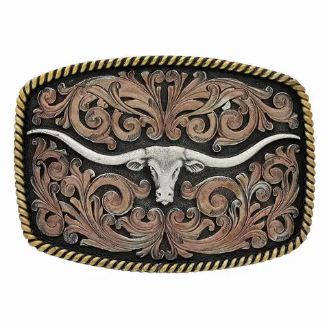 Tri Colour Texas Longhorn Attitude Buckle